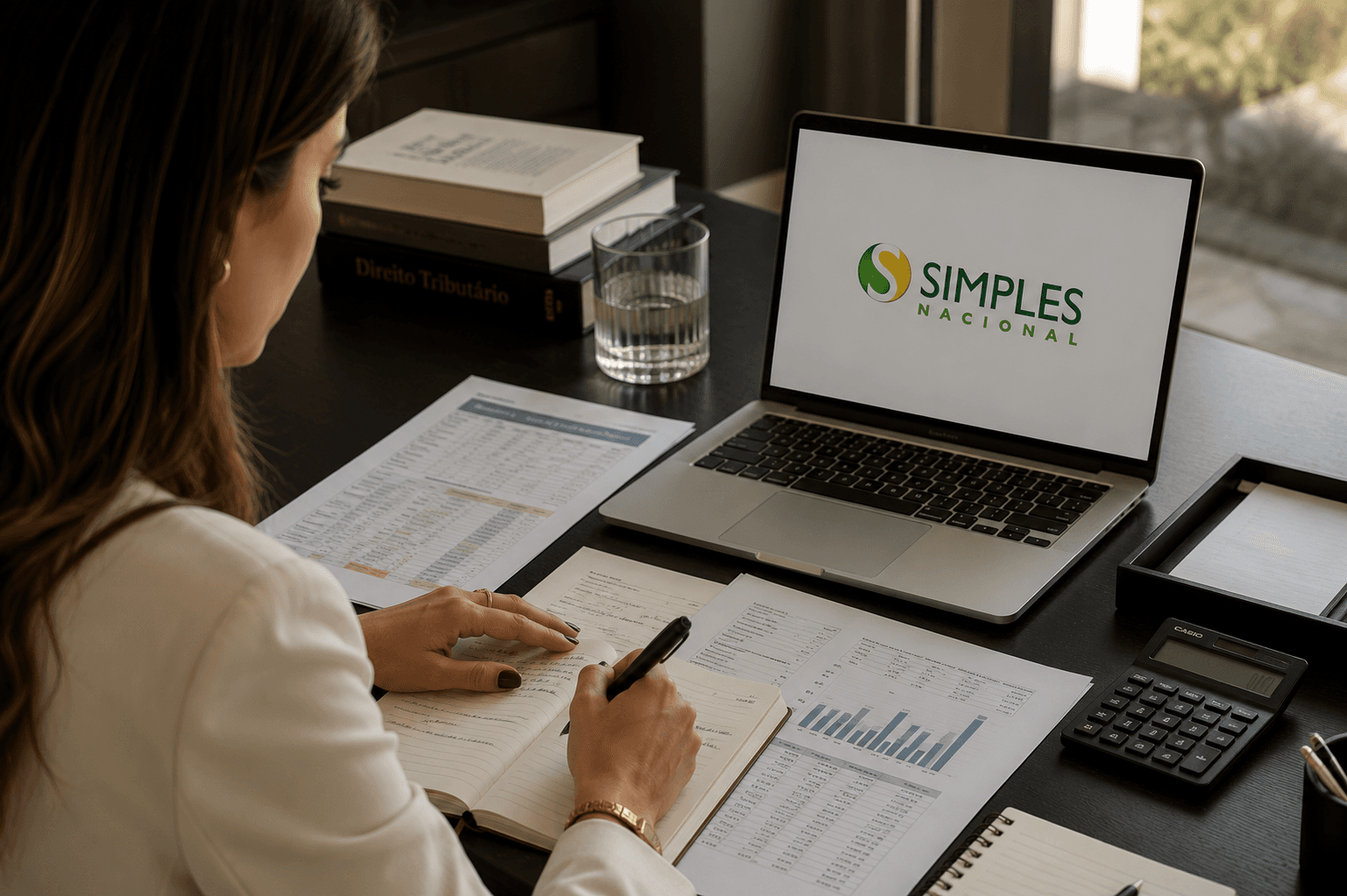 Mesa de escritório jurídico empresarial